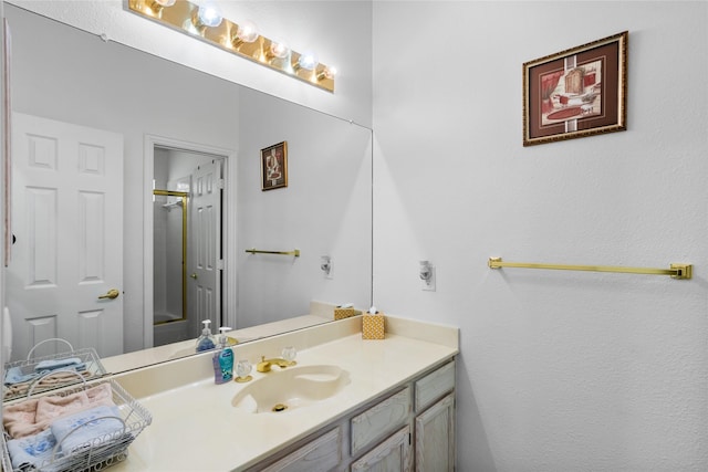 3811 Maywood Dr, Carrollton, TX 75007 - full bathroom featuring a shower with door and vanity