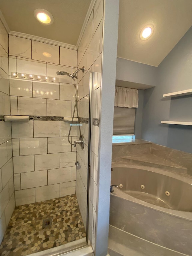 615 Parker Ln, Granbury, TX 76048 - bathroom with a whirlpool tub and a shower stall