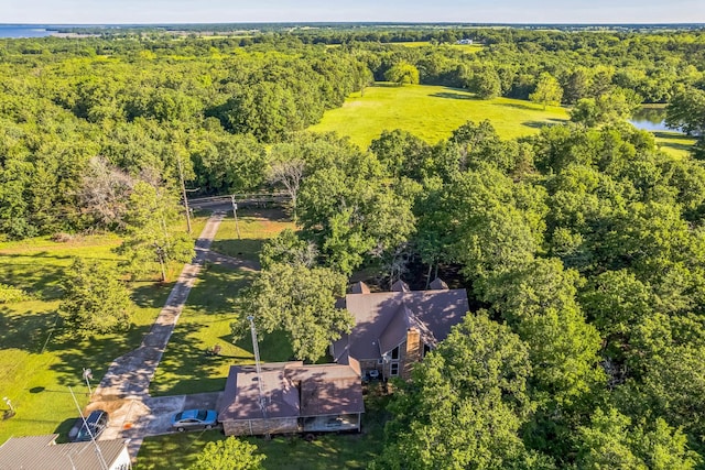 906 County Road 2770, Honey Grove, TX 75446 - aerial view with a water view and a forest view