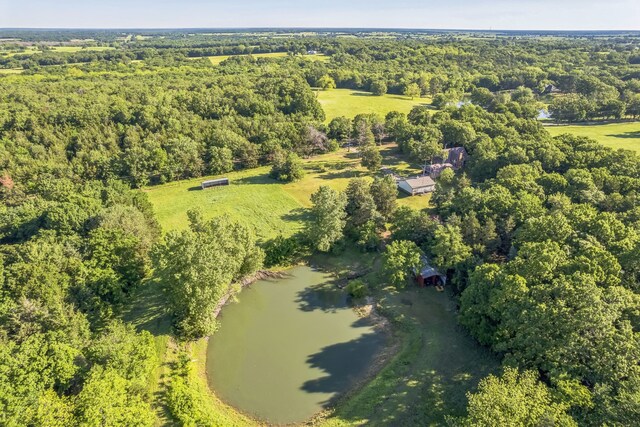 906 County Road 2770, Honey Grove, TX 75446 - bird's eye view featuring a water view and a view of trees