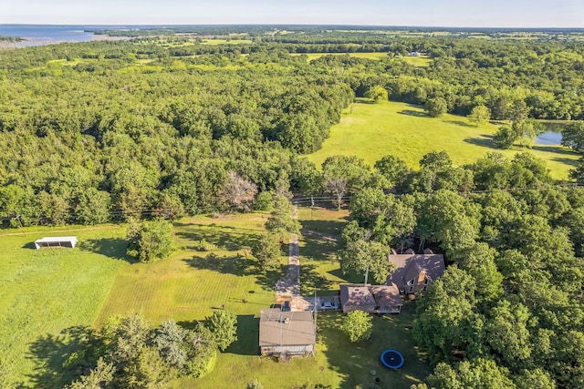 906 County Road 2770, Honey Grove, TX 75446 - bird's eye view with a water view and a forest view