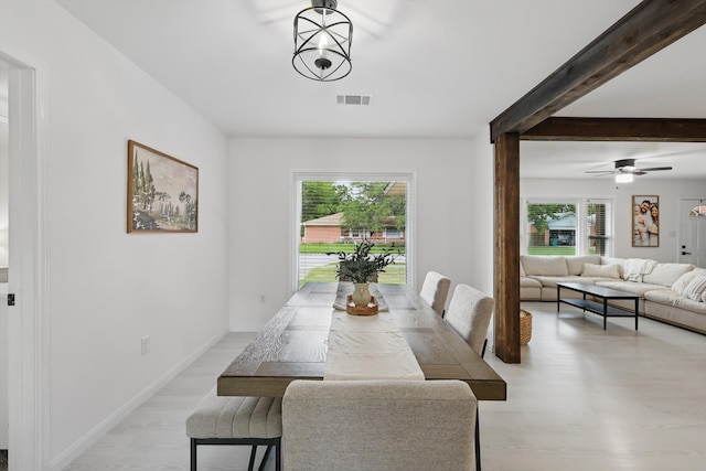 1718 Heather Rd, Gainesville, TX 76240 - dining space with plenty of natural light, light wood-style floors, and a ceiling fan
