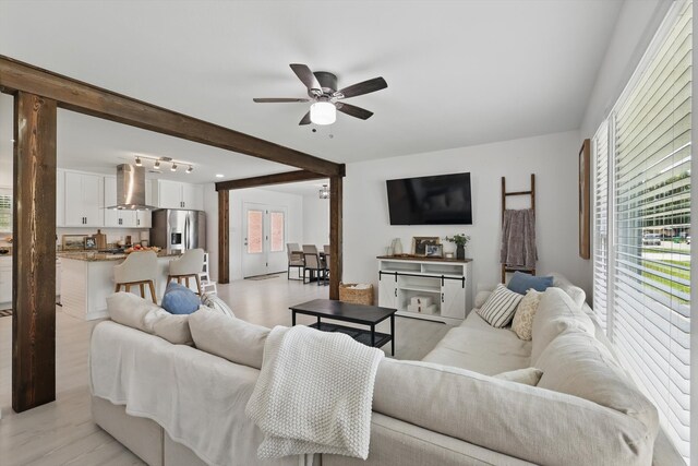 1718 Heather Rd, Gainesville, TX 76240 - living area featuring ceiling fan and light wood-type flooring