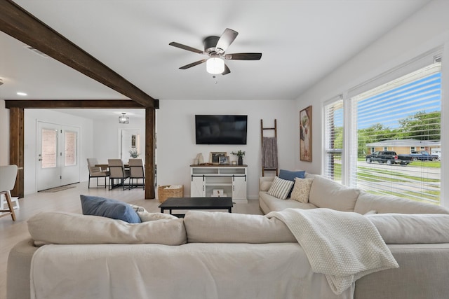 1718 Heather Rd, Gainesville, TX 76240 - living room with a ceiling fan