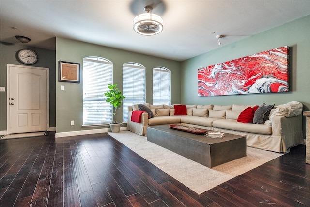 6844 Massa Ln, Frisco, TX 75034 - living room featuring hardwood / wood-style flooring and baseboards