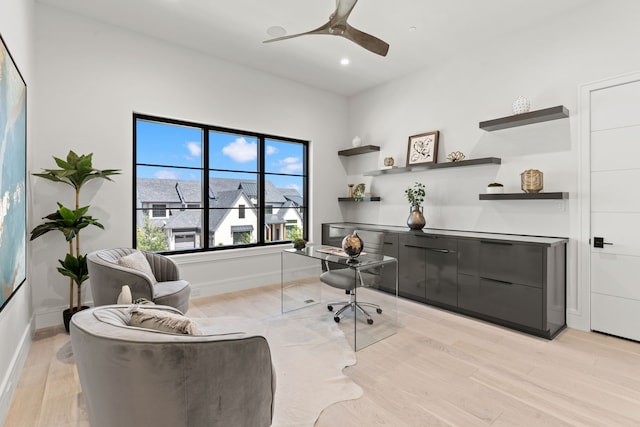 3650 Balfour Ct, Frisco, TX 75034 - office space with light wood-style flooring, ceiling fan, baseboards, and recessed lighting