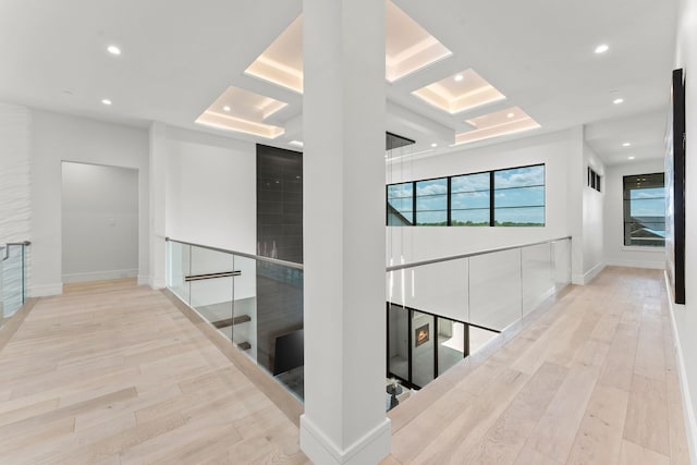 3650 Balfour Ct, Frisco, TX 75034 - hallway with wood finished floors, recessed lighting, and baseboards