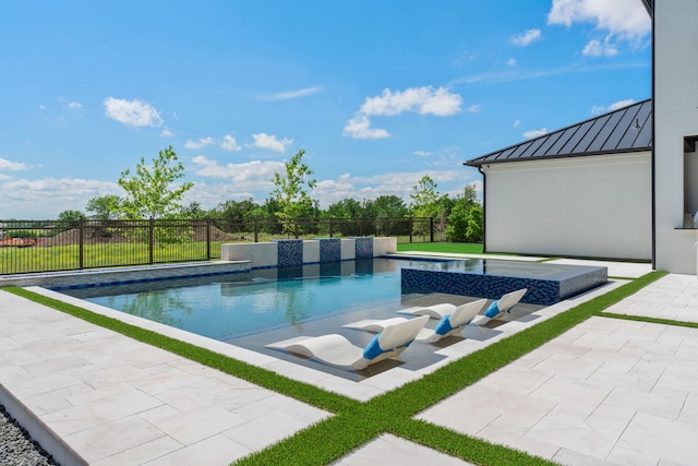3650 Balfour Ct, Frisco, TX 75034 - view of pool featuring a fenced backyard, a patio area, and a pool with connected hot tub