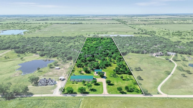 650 Scoggins Rd, Tioga, TX 76271 - view of rural area with a large body of water and property parcel outlined