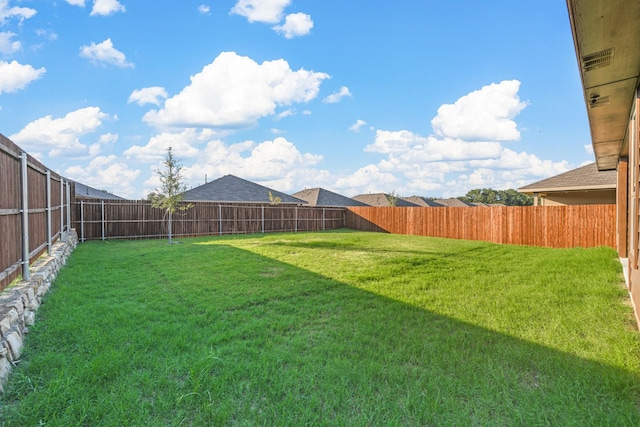 view of yard featuring a fenced backyard