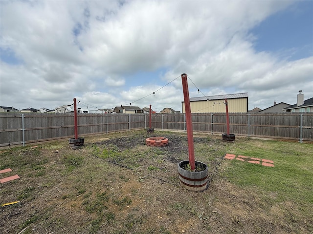 view of yard with a fenced backyard