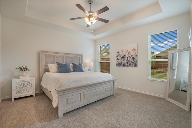 10337 Geode St, Aubrey, TX 76227 - bedroom featuring a raised ceiling, light carpet, and multiple windows