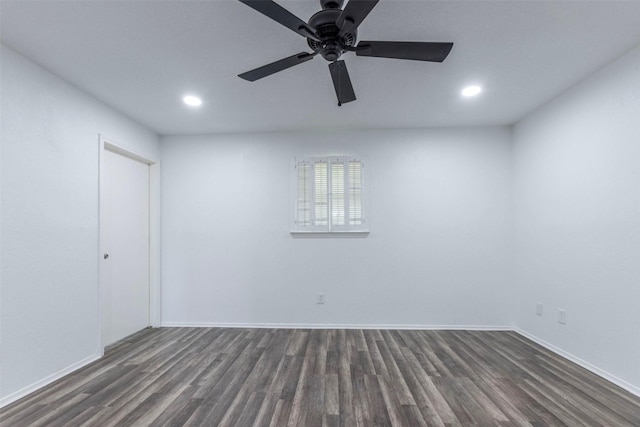 337 Travis Ln, Hewitt, TX 76643 - spare room featuring baseboards, ceiling fan, recessed lighting, and dark wood-type flooring
