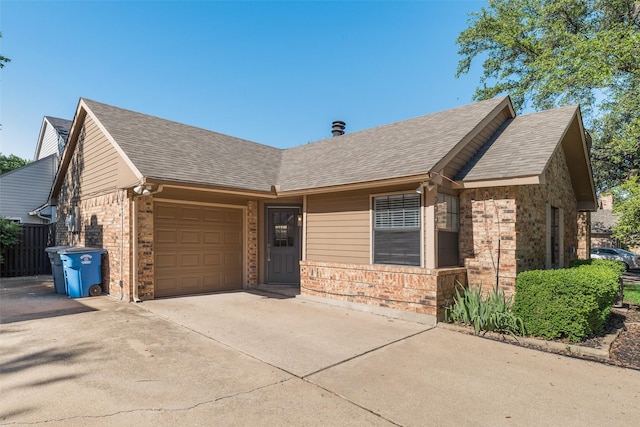 2964 Harbinger Ln, Dallas, TX 75287 - view of front of property featuring brick siding, an attached garage, driveway, and a shingled roof