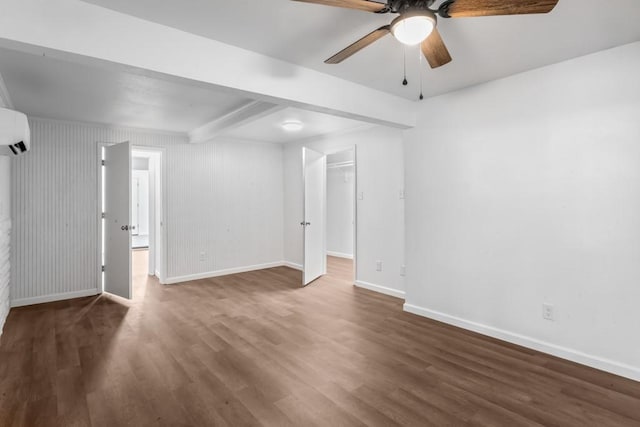 2349 Cooke St, Abilene, TX 79605 - unfurnished room with wood finished floors, ceiling fan, baseboards, and beamed ceiling