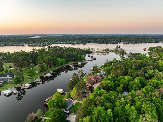 SQ13 Lake Cherokee, Henderson, TX 75652 - aerial view at dusk featuring a water view