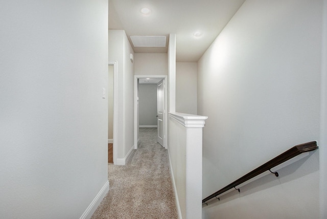 627 Rain Barrel Pl, Weston, TX 75009 - hallway featuring light carpet, baseboards, an upstairs landing, and visible vents