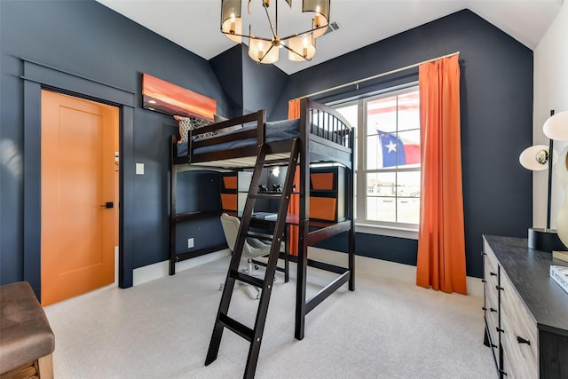 1725 Ranch House Rd, Celina, TX 75009 - bedroom with a chandelier, light carpet, and a desk