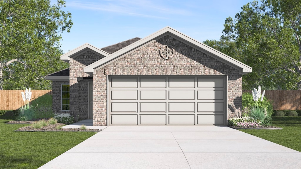 595 Cherish Day Dr, Lavon, TX 75166 - ranch-style home with a front yard, fence, a garage, and driveway