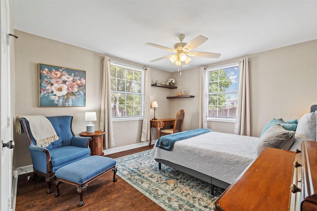 2512 Halloran St, Fort Worth, TX 76107 - bedroom featuring baseboards, a ceiling fan, and wood finished floors