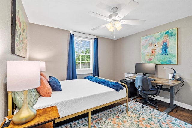 2512 Halloran St, Fort Worth, TX 76107 - bedroom featuring baseboards, ceiling fan, and wood finished floors