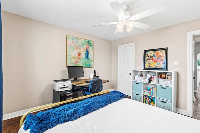 2512 Halloran St, Fort Worth, TX 76107 - bedroom featuring wood finished floors, baseboards, and a ceiling fan