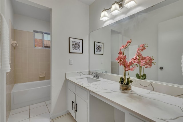 5229 Cockrell Ave, Fort Worth, TX 76133 - full bath with vanity, tile patterned flooring, baseboards, and washtub / shower combination