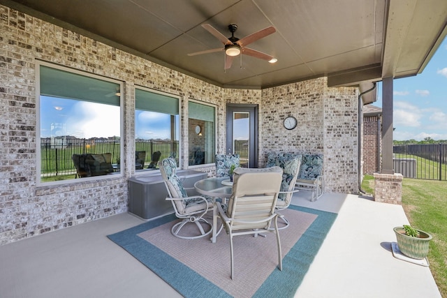 846 Cordoba Ln, Rockwall, TX 75087 - view of patio / terrace with ceiling fan and fence