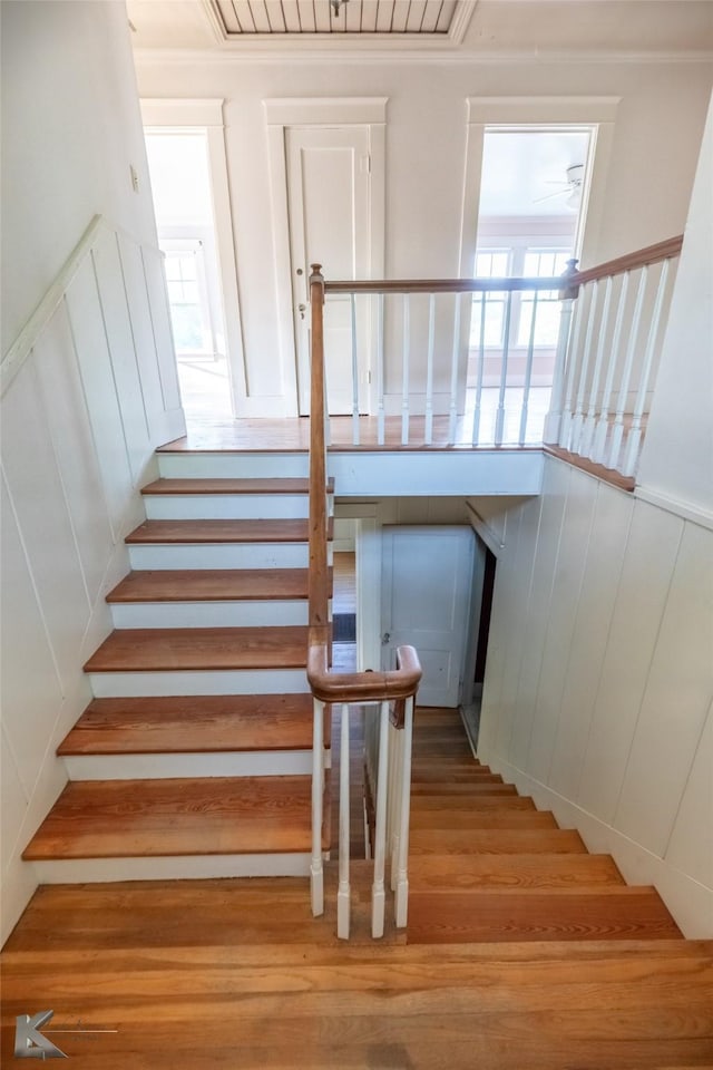 2234 Idlewild St, Abilene, TX 79605 - stairway featuring wood finished floors and a decorative wall