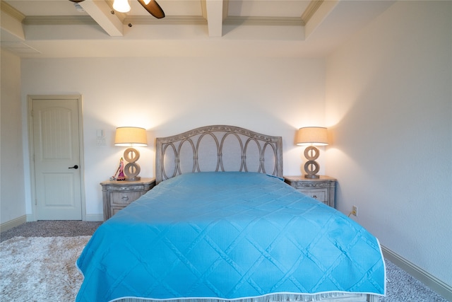 5117 Wakefield Dr, Irving, TX 75038 - bedroom with baseboards, beamed ceiling, ornamental molding, and carpet