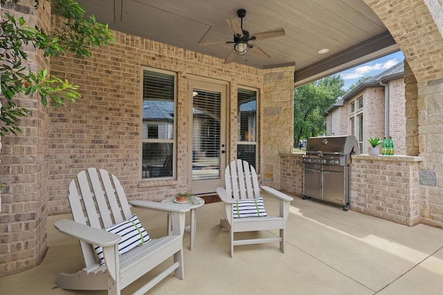 120 Quiet Hill Cir, Copper Canyon, TX 76226 - view of patio featuring area for grilling and ceiling fan