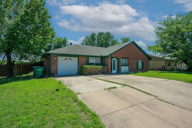 1022 Wootton Ave, Bridgeport, TX 76426 - single story home featuring an attached garage, fence, a front yard, brick siding, and driveway