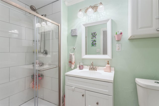 801 Dalton Dr, Princeton, TX 75407 - bathroom featuring a stall shower, vanity, and toilet