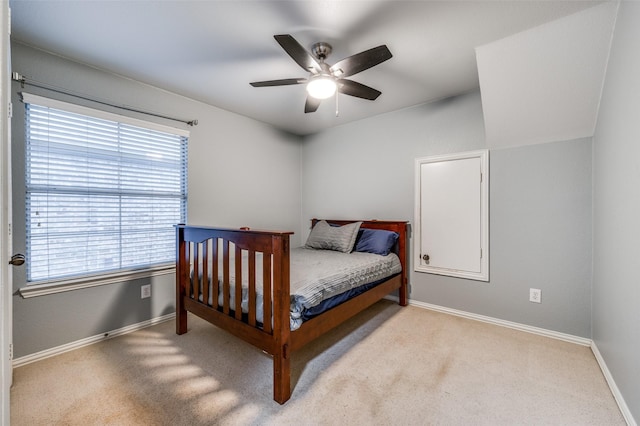 bedroom featuring carpet floors, baseboards, and multiple windows