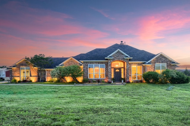 900 Fm 1139, Rockwall, TX 75032 - single story home with roof with shingles, a front lawn, a chimney, and brick siding