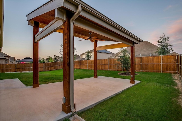 1451 Silver Sage Dr, Haslet, TX 76052 - patio terrace at dusk with ceiling fan and a patio