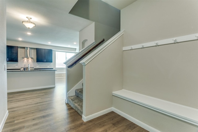 4444 Pentridge Dr, Fort Worth, TX 76036 - stairway with wood finished floors, baseboards, and recessed lighting