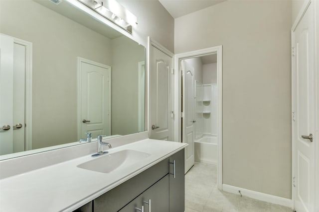 4444 Pentridge Dr, Fort Worth, TX 76036 - full bath with vanity, baseboards, bathtub / shower combination, and tile patterned flooring
