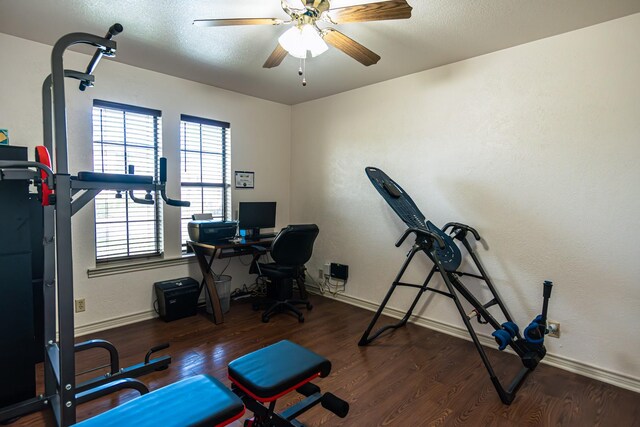 2100 Albert Broadfoot, Bonham, TX 75418 - exercise room featuring wood finished floors, baseboards, and ceiling fan
