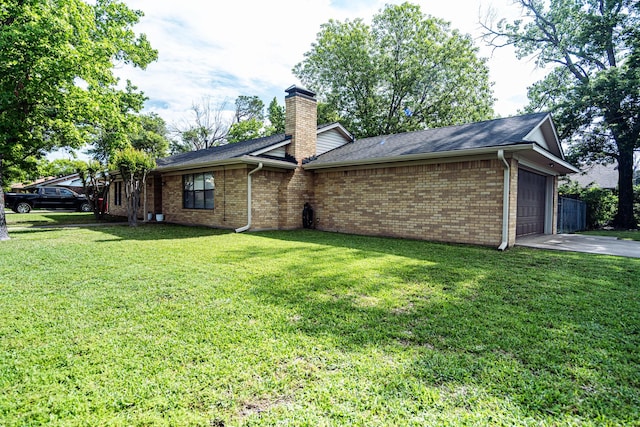 2100 Albert Broadfoot, Bonham, TX 75418 - view of front of property with a garage, a chimney, a front lawn, and brick siding