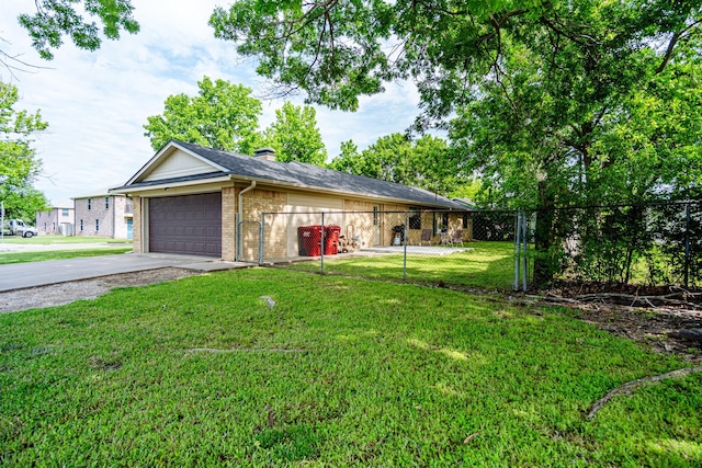 2100 Albert Broadfoot, Bonham, TX 75418 - view of front of house with driveway, brick siding, an attached garage, and a chimney