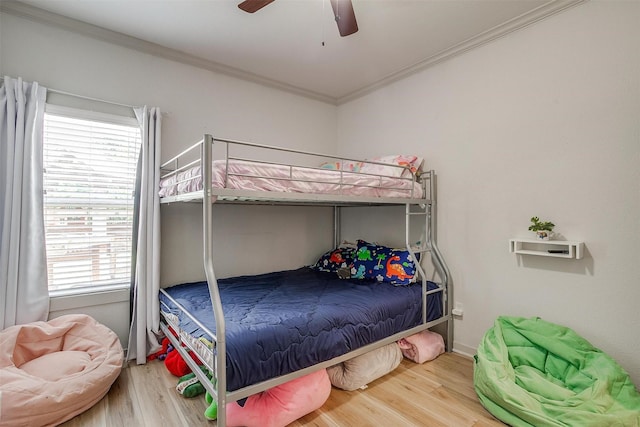 3711 Winding Way, Granbury, TX 76049 - bedroom with ceiling fan, ornamental molding, and wood finished floors