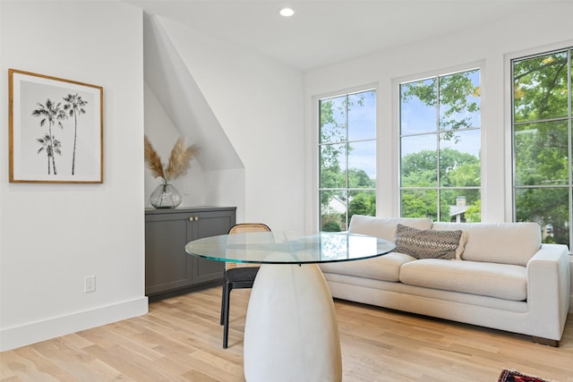2212 Ridge Crest Dr, Richardson, TX 75080 - dining space with baseboards, a wealth of natural light, light wood-style floors, and recessed lighting