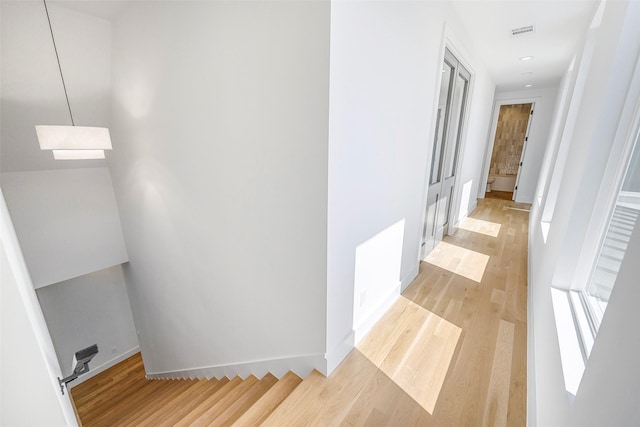 2212 Ridge Crest Dr, Richardson, TX 75080 - corridor with baseboards, visible vents, and light wood-type flooring