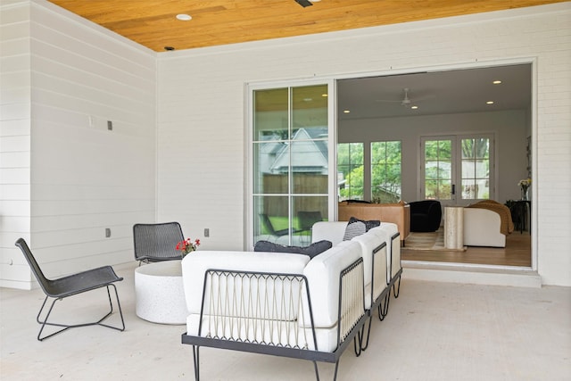 2212 Ridge Crest Dr, Richardson, TX 75080 - view of patio with an outdoor hangout area, french doors, and ceiling fan