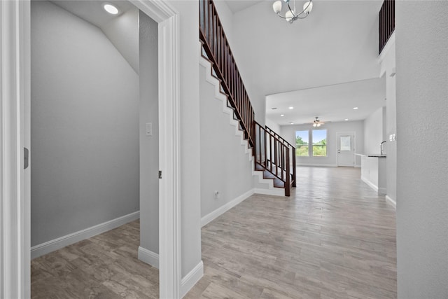 121 County Road 3471, Paradise, TX 76073 - entryway with stairway, light wood-style flooring, baseboards, and recessed lighting