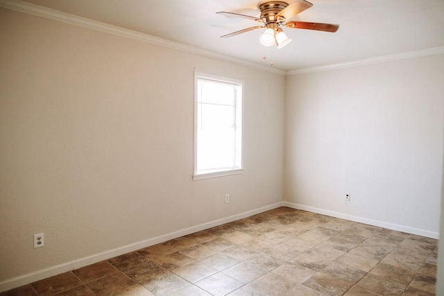 521 E 8th St, Bonham, TX 75418 - unfurnished room with a ceiling fan, baseboards, and ornamental molding
