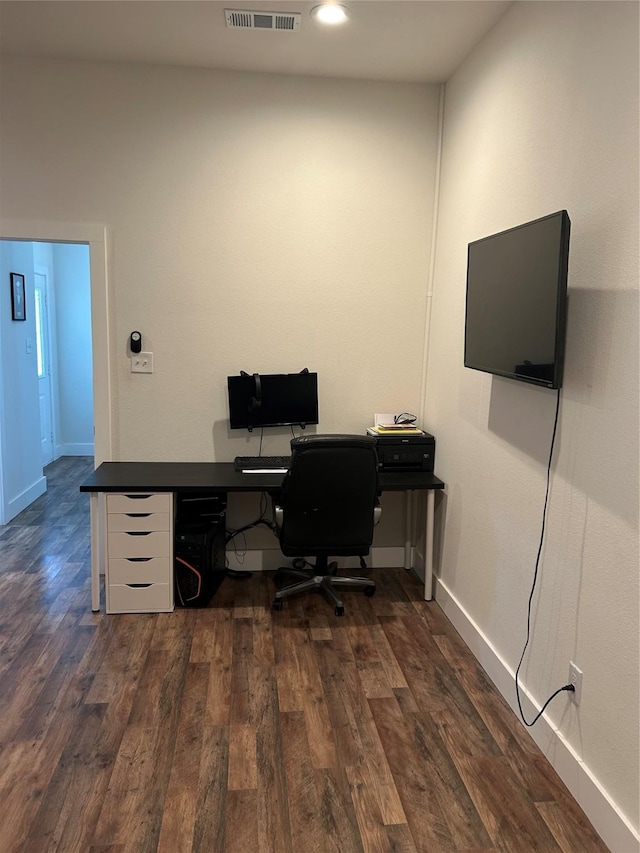 2631 Fish Tank Rd, Corsicana, TX 75110 - home office featuring dark wood-type flooring and baseboards