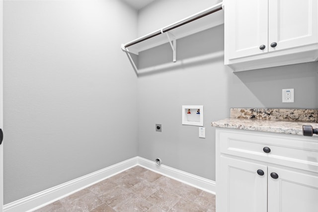 120 Water View Ln, Robinson, TX 76706 - washroom featuring cabinet space, hookup for an electric dryer, baseboards, and hookup for a washing machine