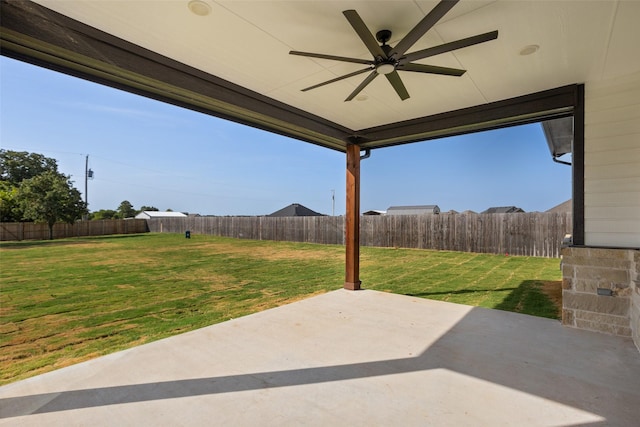 9008 Parkview Cir, Tolar, TX 76476 - view of patio with a ceiling fan and a fenced backyard